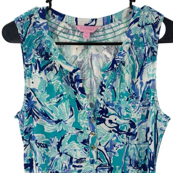 Lilly‎ Pulitzer Women’s M Essie Maxi Dress Elephant Appeal Tropical Turquoise - Picture 3 of 15
